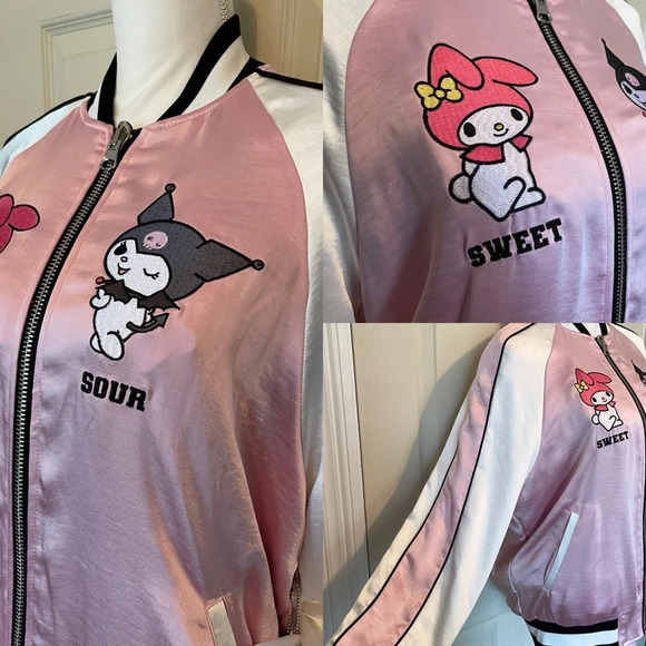 Hello Kitty And Friends x Forever 21 Reversible Pink & Black Small Bomber Jacket - Picture 10 of 16